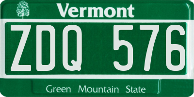 VT license plate ZDQ576