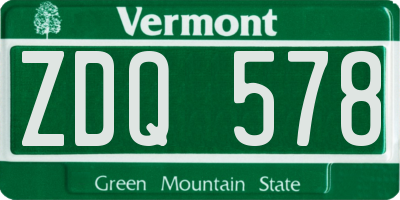 VT license plate ZDQ578