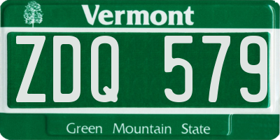VT license plate ZDQ579