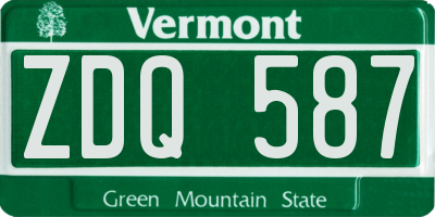 VT license plate ZDQ587
