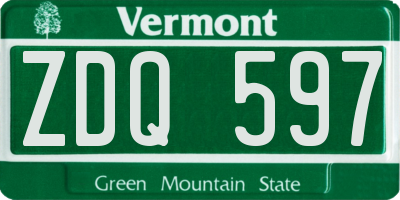 VT license plate ZDQ597