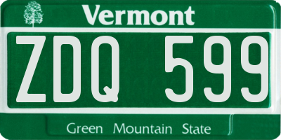 VT license plate ZDQ599