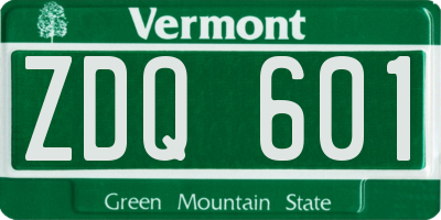 VT license plate ZDQ601