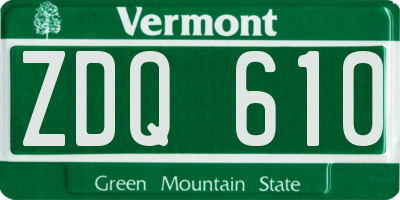 VT license plate ZDQ610