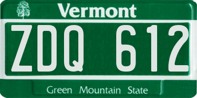VT license plate ZDQ612