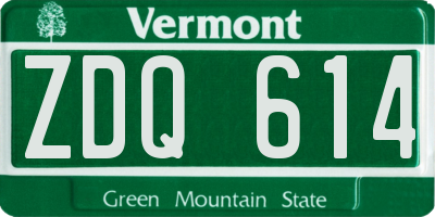 VT license plate ZDQ614