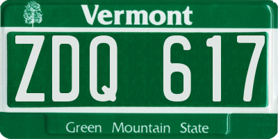 VT license plate ZDQ617