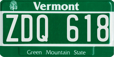 VT license plate ZDQ618