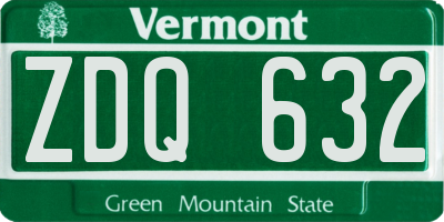 VT license plate ZDQ632