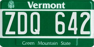 VT license plate ZDQ642