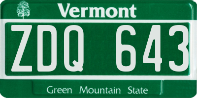 VT license plate ZDQ643