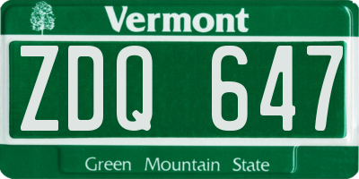 VT license plate ZDQ647