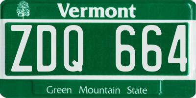 VT license plate ZDQ664
