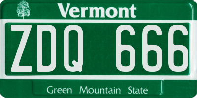 VT license plate ZDQ666