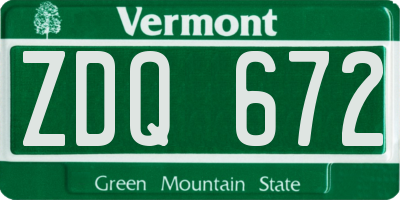 VT license plate ZDQ672