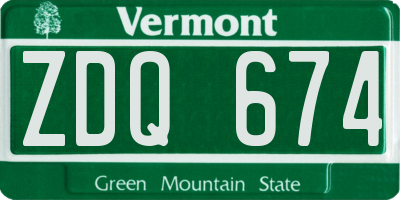 VT license plate ZDQ674