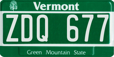 VT license plate ZDQ677