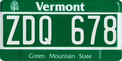 VT license plate ZDQ678