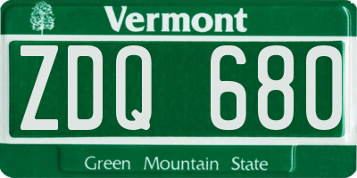 VT license plate ZDQ680