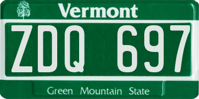 VT license plate ZDQ697