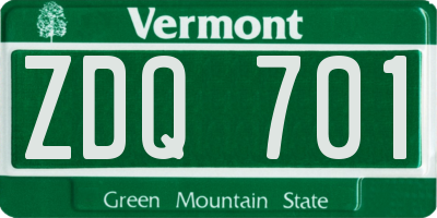 VT license plate ZDQ701