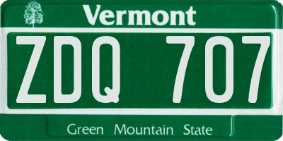 VT license plate ZDQ707