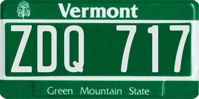 VT license plate ZDQ717