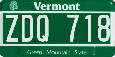 VT license plate ZDQ718