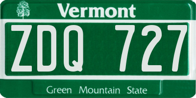 VT license plate ZDQ727