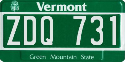 VT license plate ZDQ731