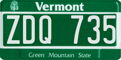 VT license plate ZDQ735