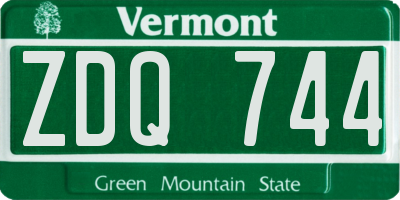 VT license plate ZDQ744