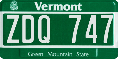 VT license plate ZDQ747