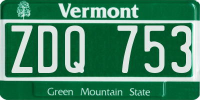 VT license plate ZDQ753