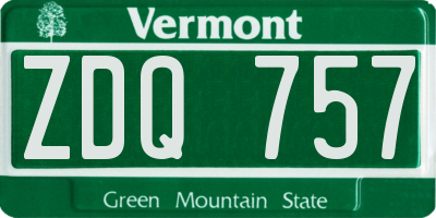 VT license plate ZDQ757