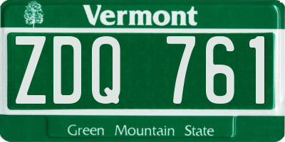 VT license plate ZDQ761
