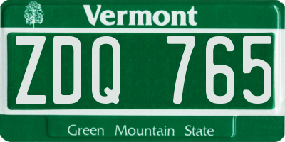 VT license plate ZDQ765