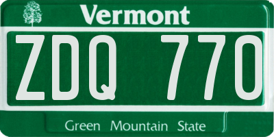 VT license plate ZDQ770
