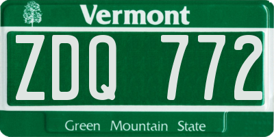 VT license plate ZDQ772