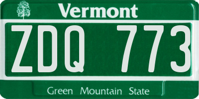 VT license plate ZDQ773
