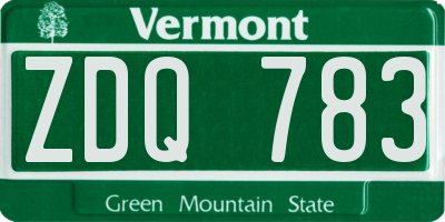 VT license plate ZDQ783