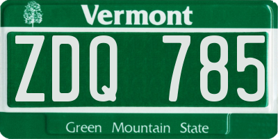 VT license plate ZDQ785