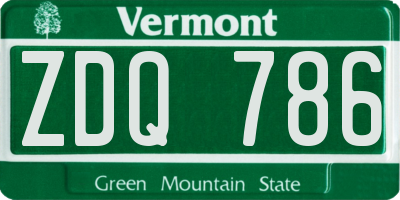 VT license plate ZDQ786