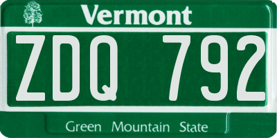 VT license plate ZDQ792