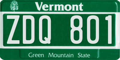 VT license plate ZDQ801
