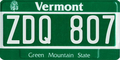 VT license plate ZDQ807