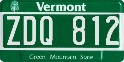 VT license plate ZDQ812