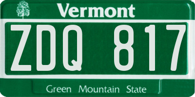 VT license plate ZDQ817