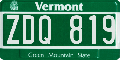 VT license plate ZDQ819