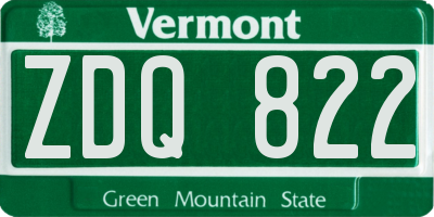VT license plate ZDQ822